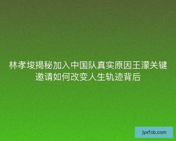 林孝埈揭秘加入中国队真实原因王濛关键邀请如何改变人生轨迹背后